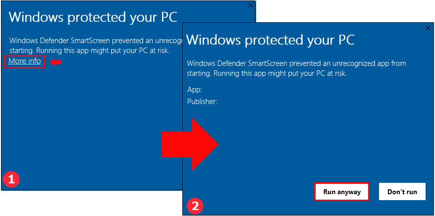 Dialog that appears when opening for the first time